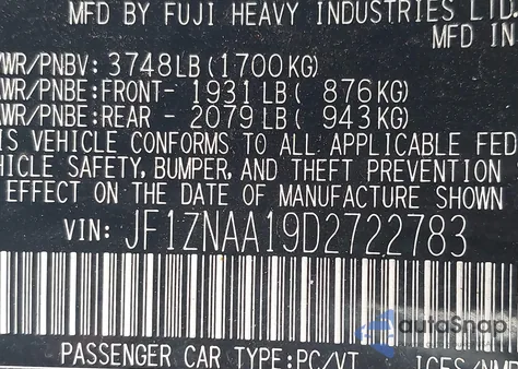 2013 Scion Fr-S z USA, uszkodzony, nr VIN JF1ZNAA19D2722783